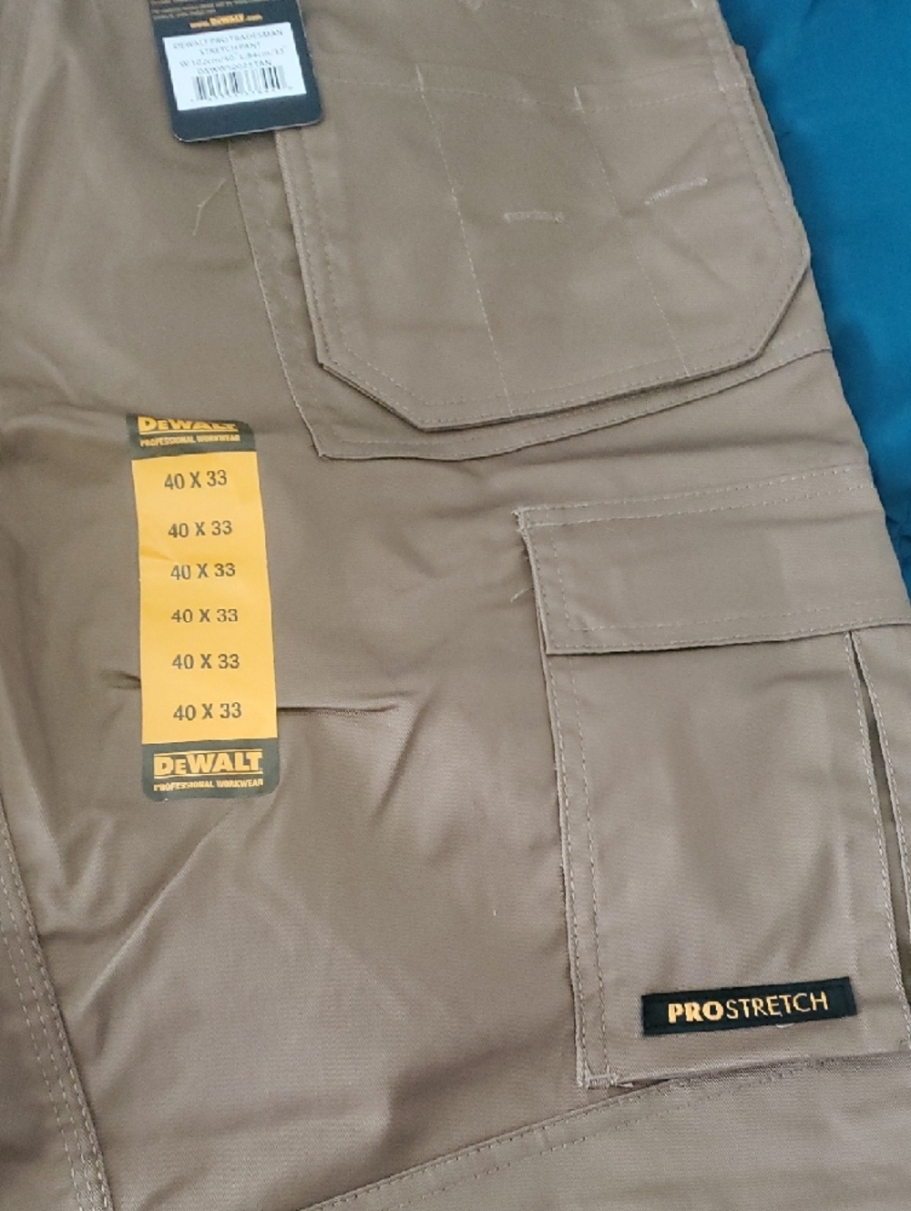 DeWALT Men’s Tan Cargo Work Pants with Black Knee Panels - Picture 3 of 3